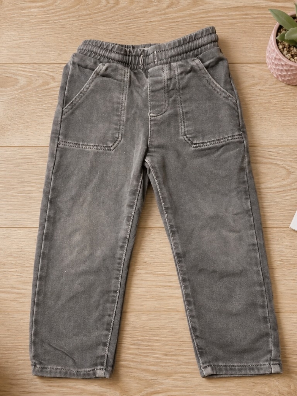 Zara Boys Gray Pull On Pants Size 3-4 Years 104 cm Elastic Waist Casual Stretch